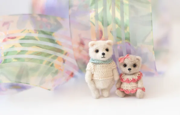 Игрушка, игрушки, парочка, мишки