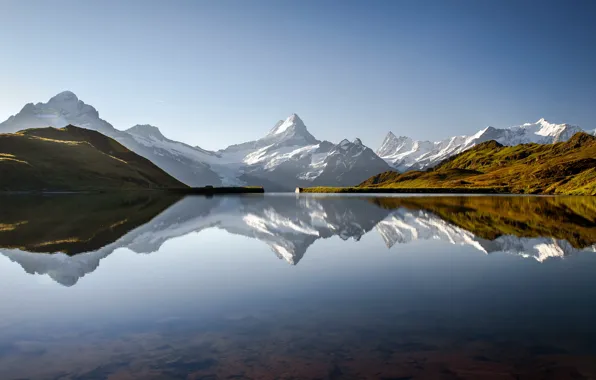 Картинка горы, Швейцария, луга, Mountains, Meadows, озеро Гриндельвальд, Switzerlanland, Lake Grindelwald