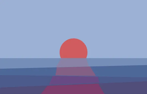 Картинка море, небо, солнце, закат, отражение