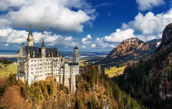 Картинка пейзаж, замок, Германия, Neuschwanstein Castle, Замок Нойшванштайн