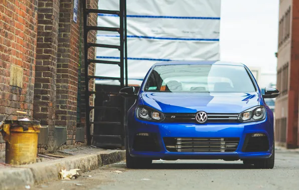 Картинка синий, volkswagen, лестница, гольф, blue, фольксваген, golf R