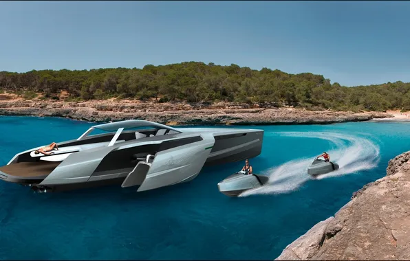 Картинка Audi, берег, Ауди, Яхта, концепт, Design Concept, Trimaran