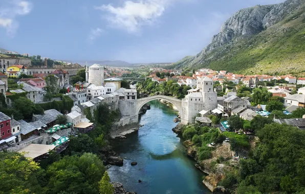 Картинка мост, река, Mostar, Мостар