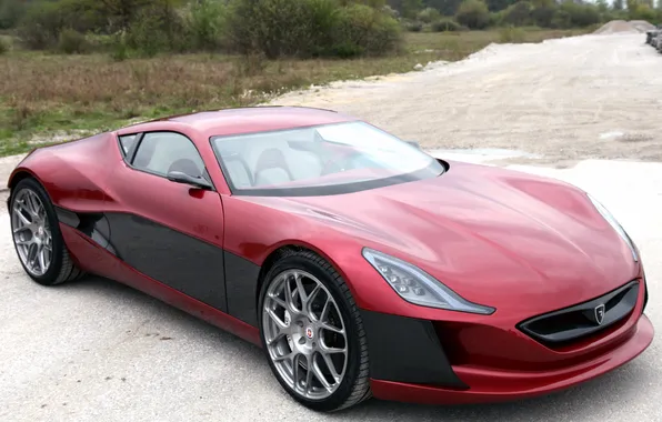 Концепт, автомобиль, красивый, передок, Concept One, Rimac, электрический суперкар
