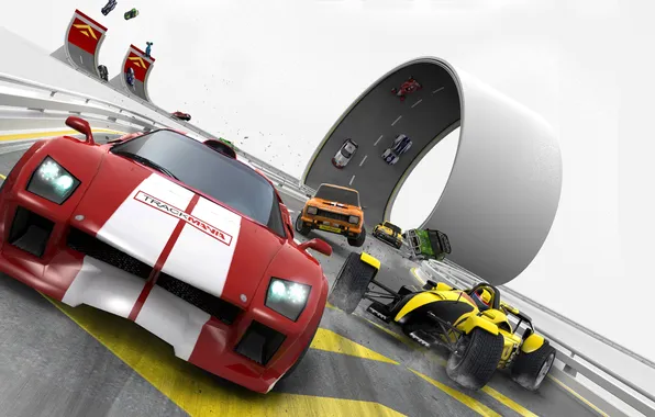 Машины, гонка, скорость, трек, TrackMania