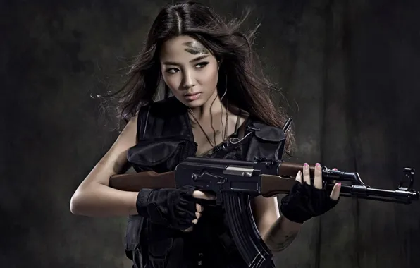 Girl, weapon, rifle, ammunition