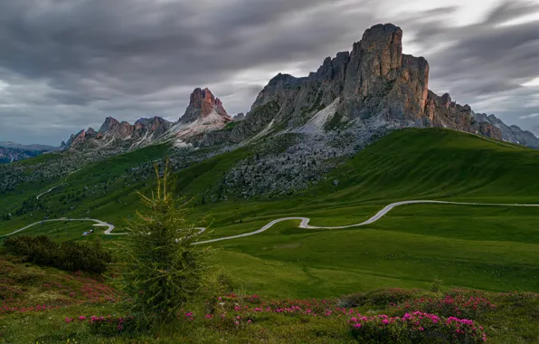 Картинка дорога, горы, Италия, Доломиты