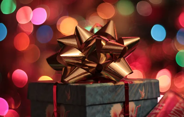 Коробка, подарок, Новый Год, Рождество, бант, праздники, упаковка