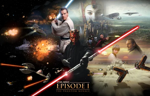 Картинка Star Wars, Звездные войны, Darth Maul, световой меч, lightsaber, Дарт Мол, Obi-Wan Kenobi, Оби-Ван Кеноби