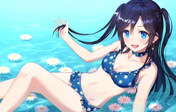 Girl, sexy, cleavage, long hair, boobs, anime, beautiful, pretty