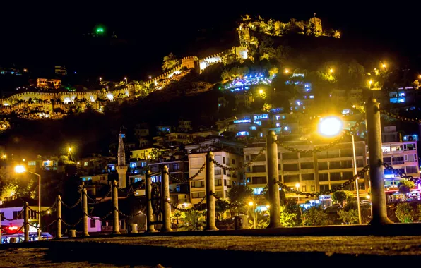 Ночь, Турция, night, Turkey, Antalya, Анталия