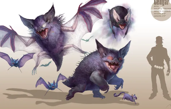 Арт, летучие мыши, покемон, pokemon