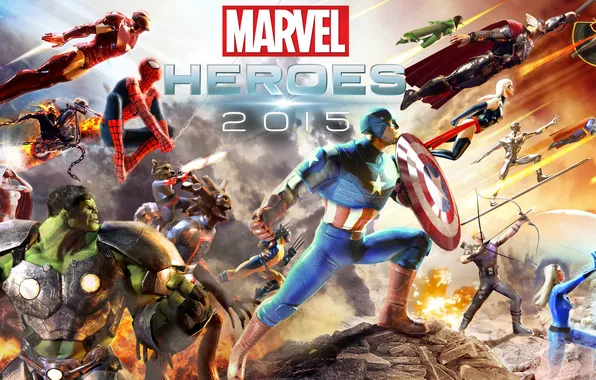 Картинка Ghost Rider, Hulk, Wolverine, Iron Man, Captain America, MMORPG, Thor, Spider-Man