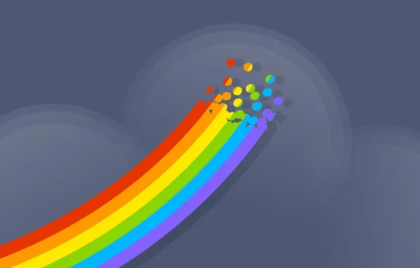 Картинка радуга, спектр, кружки, серый фон