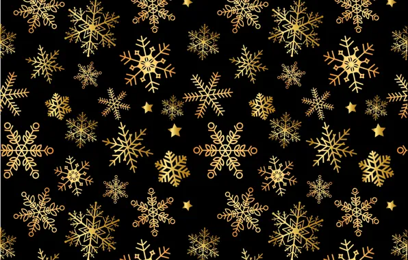 Картинка снежинки, фон, золото, Рождество, Новый год, golden, christmas, winter