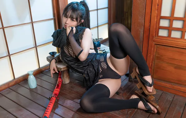 Katana, эротическое белье, Sakurai, девушка в белье, подчинение, Cyber ​​Beauties, asian Girl