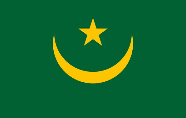 Картинка green, yellow, flag, Mauritania