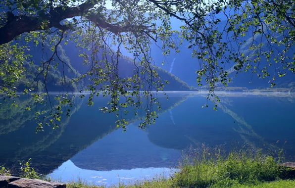 Озеро, синева, Норвегия, Eidsvatnet