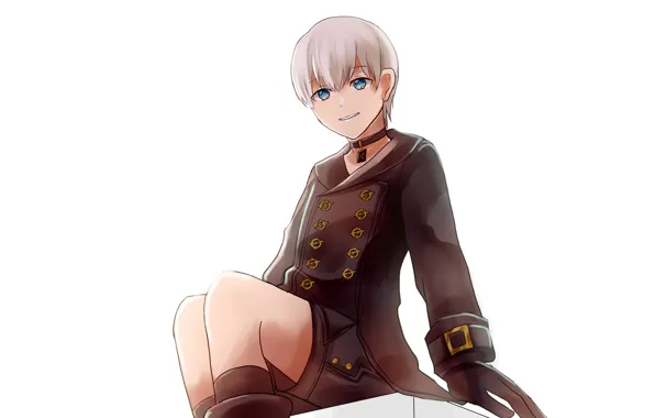 Улыбка, мальчик, сидит, Nier Automata, YoRHa No 9 Type S
