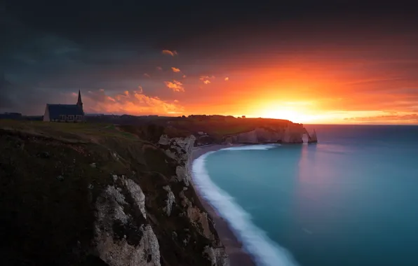 Картинка море, берег, закат