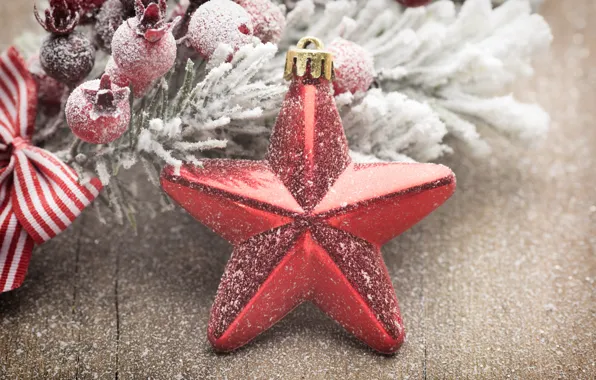 Зима, снег, украшения, звезда, Новый Год, Рождество, star, new year