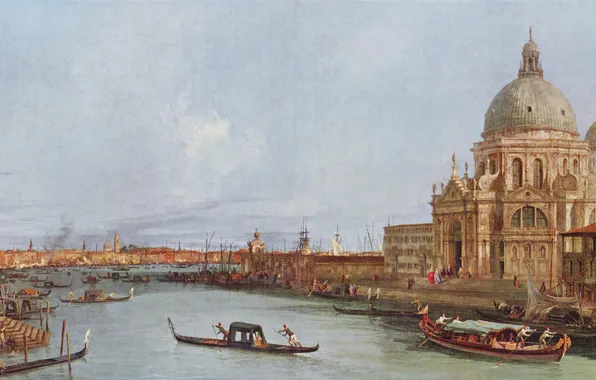 Картина, венеция, италия, italy, venice, антонио каналетто, 18 век, церковь санта марияделла салюте