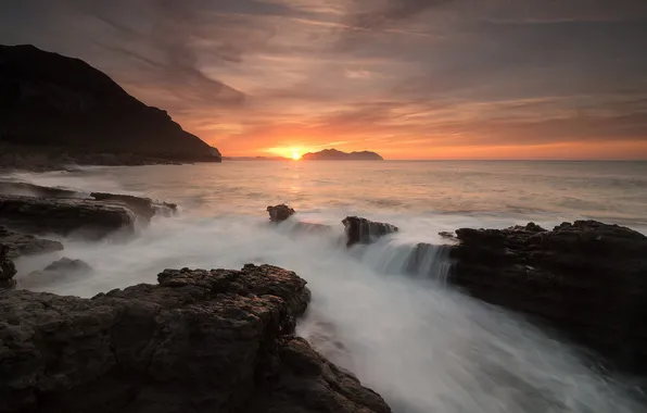 Море, пейзаж, закат