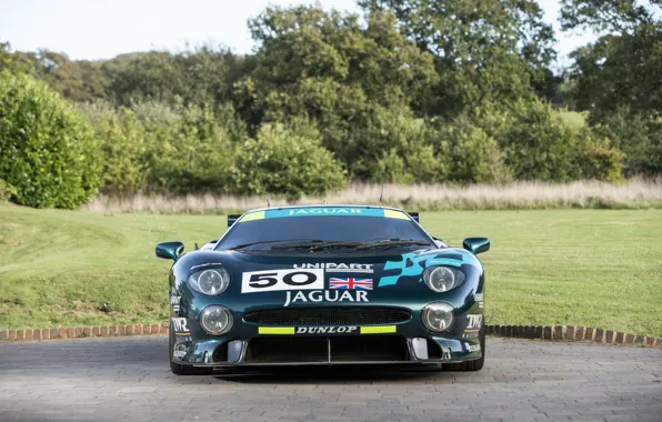 Jaguar, Зеленый, Ягуар, Racing, передок, XJ220, Гоночный автомобиль, Racing car