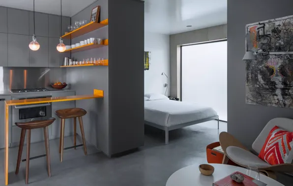 Интерьер, кухня, микро, спальня, столовая, by Vertebrae Architecture, Micro Apartment
