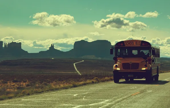 Картинка дорога, school, bus, школьный. автобус