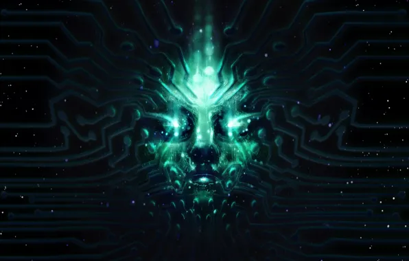 Картинка компьютер, голограмма, Remastered, лик, System Shock, OtherSide