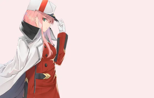 Девушка, аниме, арт, кепка, пальто, 002, Darling In The Frankxx, Милый во Франксе