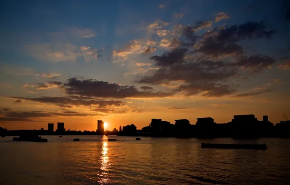 Sunset, clouds, landscapes, sun, sunny