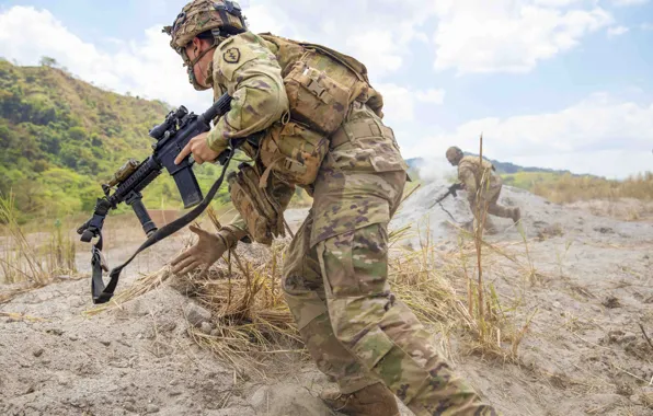 Солдаты, Армия, Автомат, Army, Филиппины, Philippines, Soldiers, Live-fire exercise