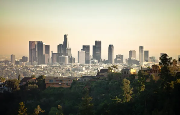 City, город, USA, skyline, Los Angeles, California