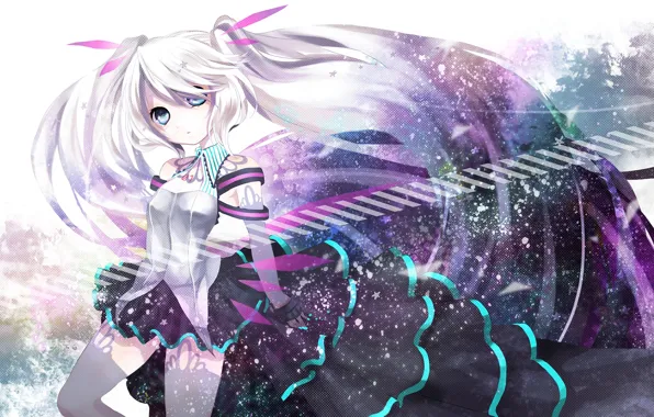 Девушка, аниме, Hatsune Miku, Vocaloid, art, Krururu