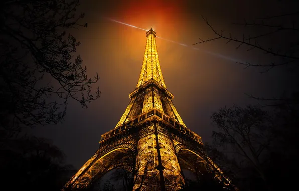Ночь, Франция, Париж, Эйфелева башня, Eiffel Tower