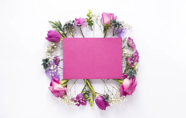 Цветы, розы, тюльпаны, розовые, pink, romantic, tulips, purple
