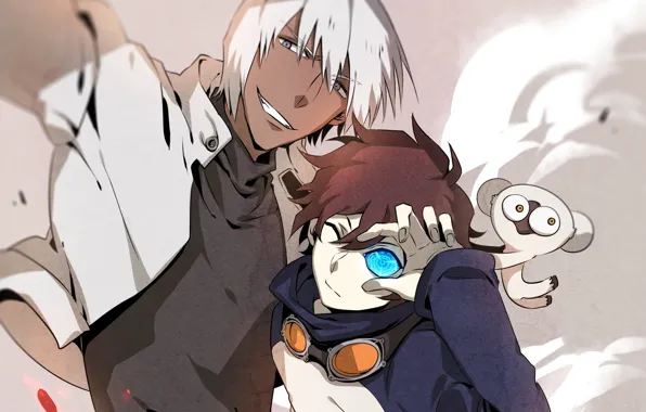 Арт, парни, двое, Лео, селфи, Kekkai Sensen, Стражи барьера, Запп