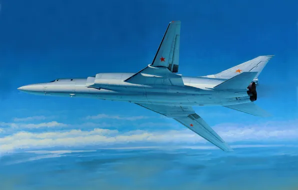 Картинка небо, облака, рисунок, горизонт, Backfire, крыла, ВВС России, изменяемой