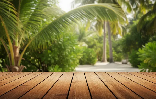 Тропики, пальмы, обои, арт, wallpaper, art, терраса, palm trees