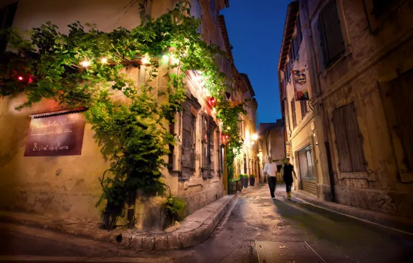 Ночь, франция, France, Night, Street, Saint Remy de Provence