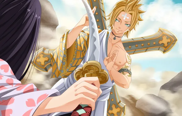 Девушка, меч, парень, Fairy Tail, Хвост феи