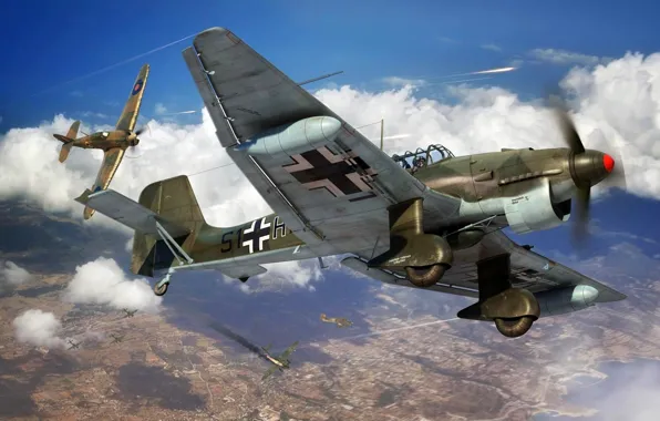 Hawker Hurricane, Ju-87, Luftwaffe, Пикирующий бомбардировщик, Ju.87R-2