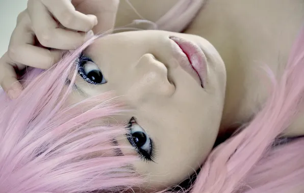 Картинка японка, красотка, vocaloid, розовые волосы