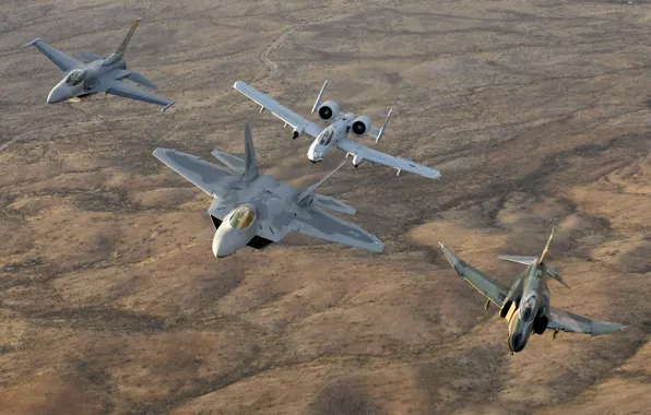 Картинка f-22, Phantom, raptor, F-4, a-10