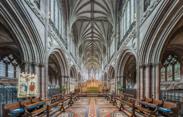 Interior, Staffordshire, UK, Diliff, Lichfield Cathedral, High Altar from choir