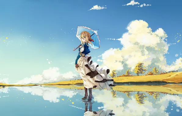 Небо, Девушка, Пейзаж, Violet Evergarden