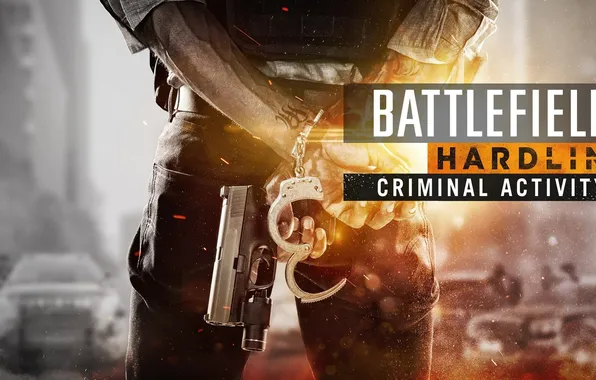 Battlefield, gun, handcuffs, shackles