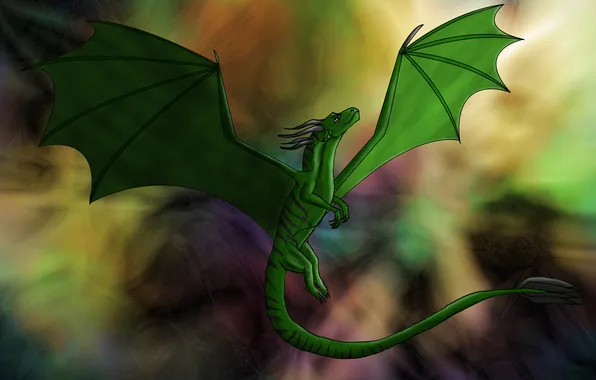 Дракон, крылья, хвост, зелёный